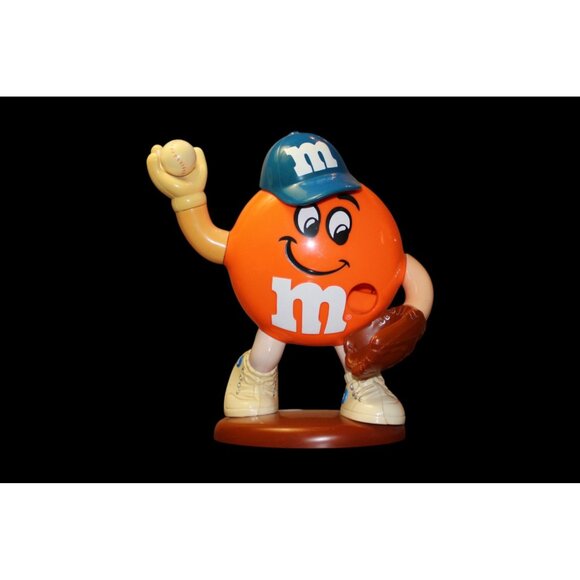 1990 Mars M&M's Orange M&M Baseball Player Vintage Collectible Candy Dispenser - Picture 1 of 7